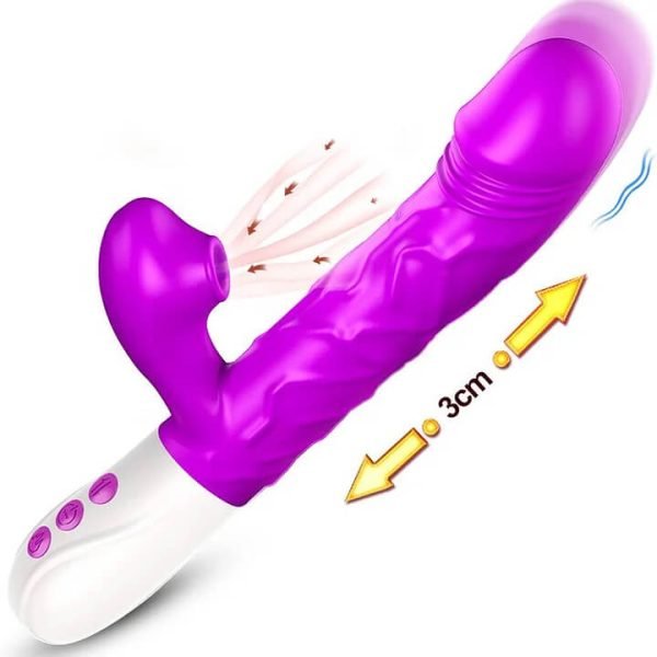 Thrusting Sucking Rabbit Vibrator，G Spot Vibrator 3 Thrusting Rotating and 7 Sucking Modes