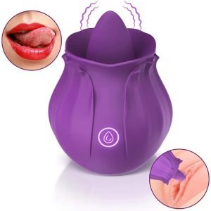 Rechargeable Licking Silicone Rose Flower Toy