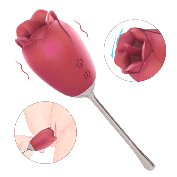 Silicone Rose Vibrator With Tongue Licking For Women