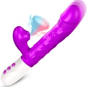 Thrusting Sucking Rabbit Vibrator，G Spot Vibrator 3 Thrusting Rotating and 7 Sucking Modes